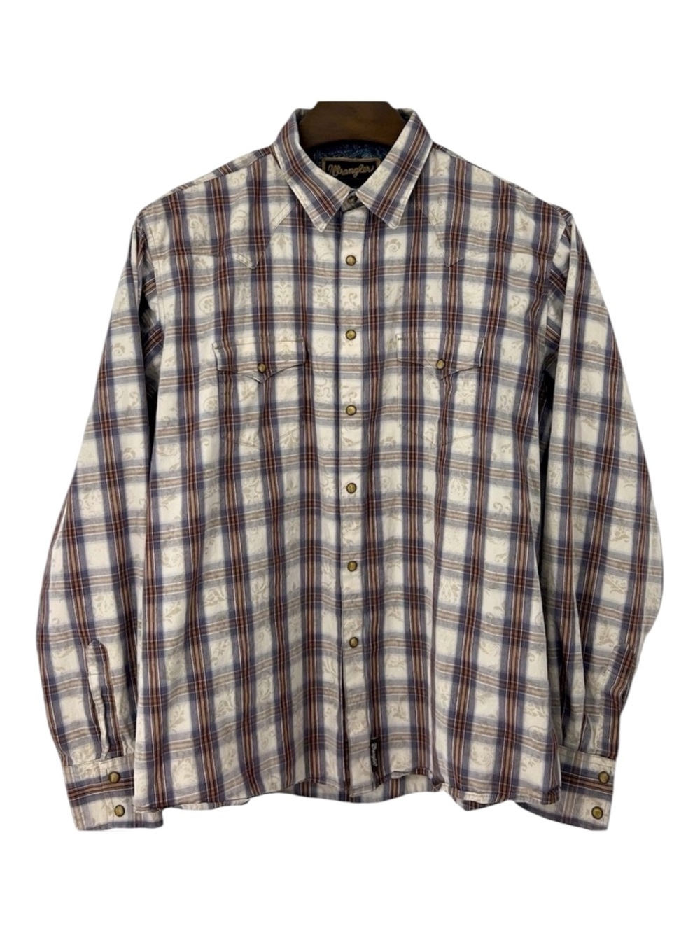 WRANGLER RETRO MEN'S PAISLEY PLAID SNAP LONG SLEEVE WESTERN SHIRT